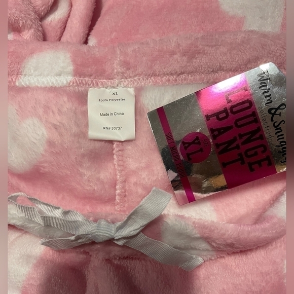 NWT Valentines Pink Plush Lounge Pants Comfy Soft Snuggly Pants Extra Large XL - Picture 7 of 15